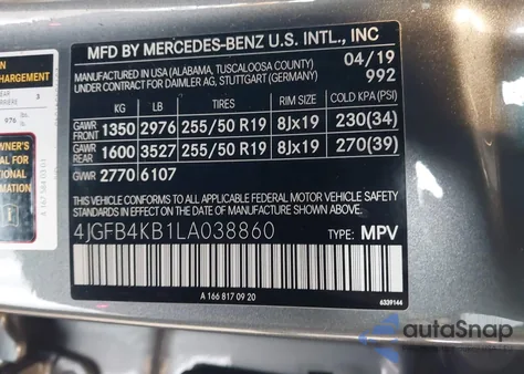 2020 Mercedes-Benz Gle 350 4Matic z USA, uszkodzony, nr VIN 4JGFB4KB1LA038860